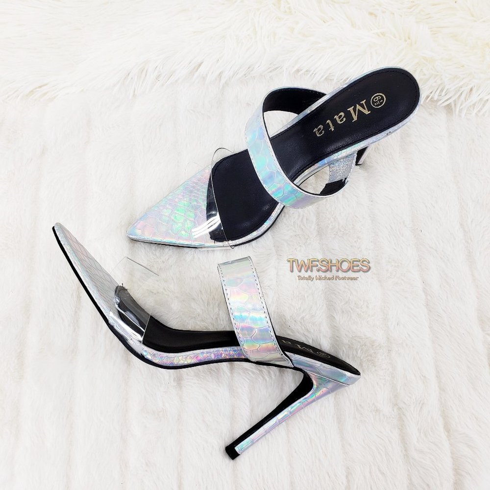 Hologram 4" High Heel Shoes 2 Band Slip ons